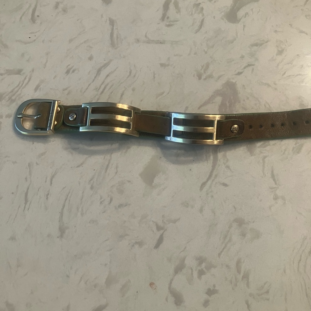 Hayden Harnett Green and Gold Leather Bracelet